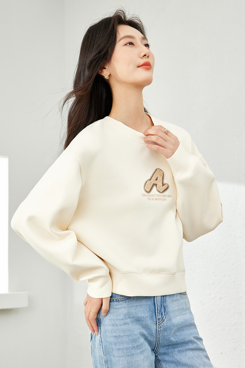 crew neck embroidered sweatshirt-VIMLYSTORE