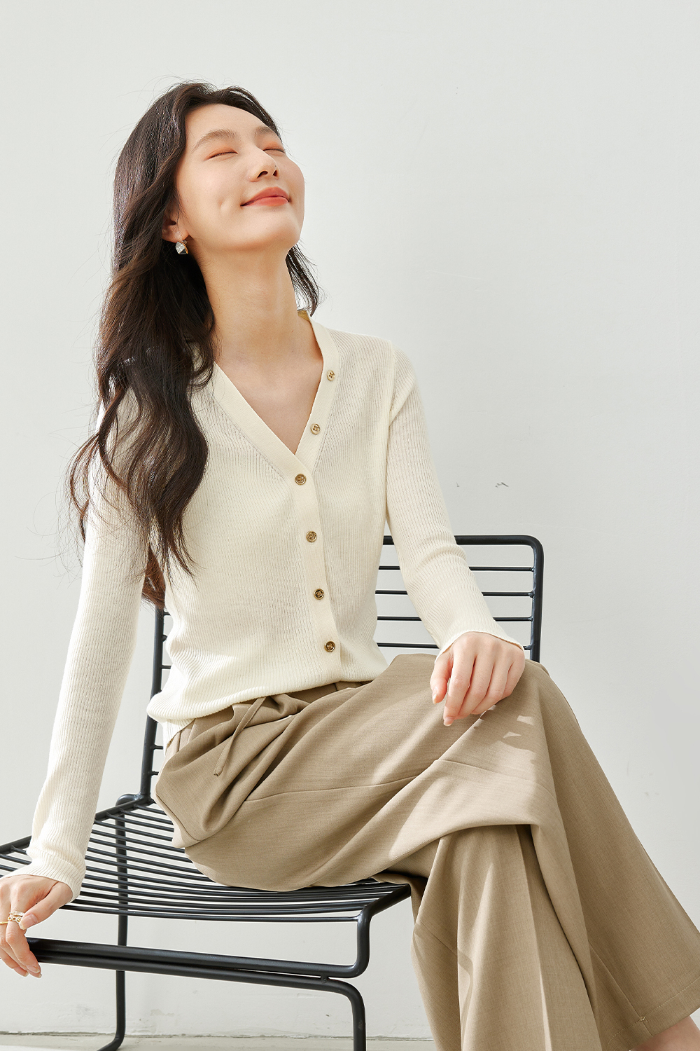 V-Neck Knit Cardigan