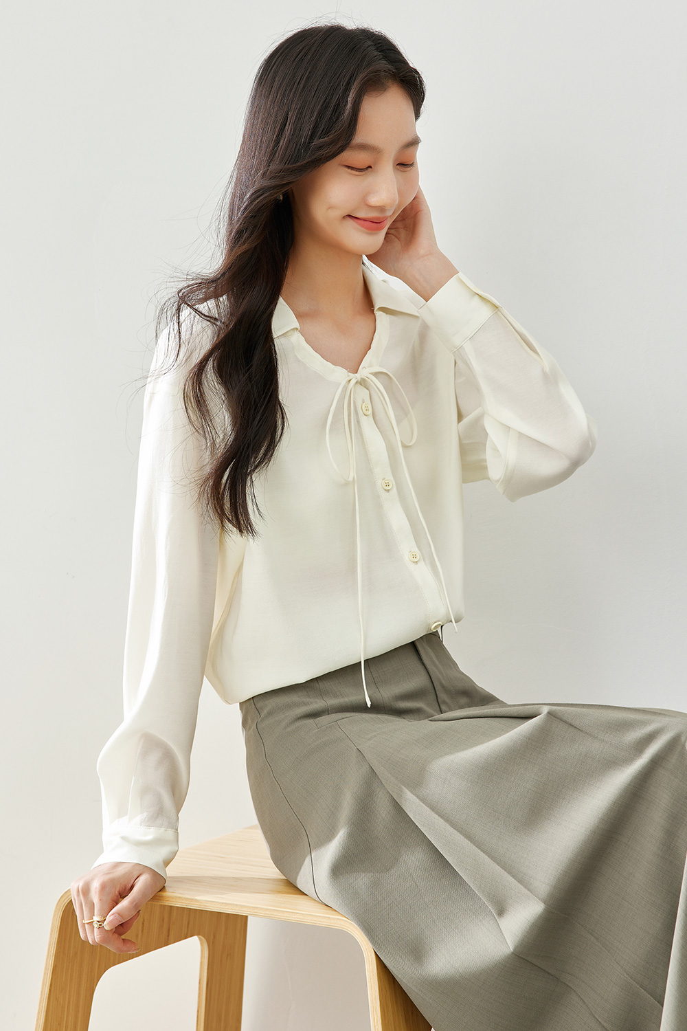 Tie-Neck Chiffon Shirt