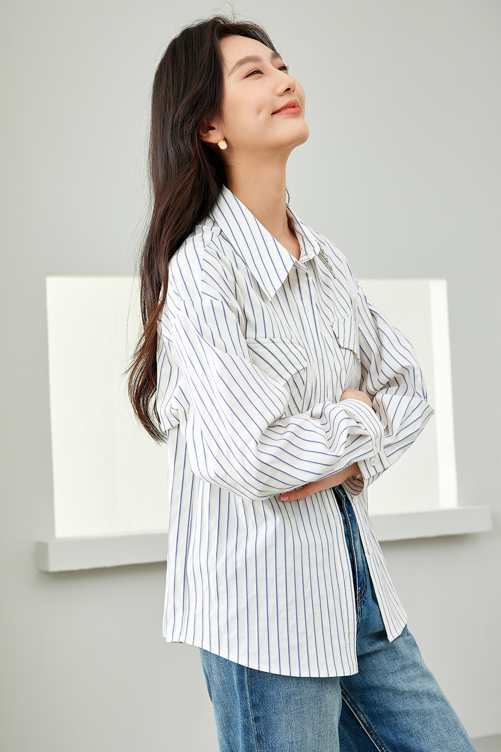 Lapel Striped Casual Shirt