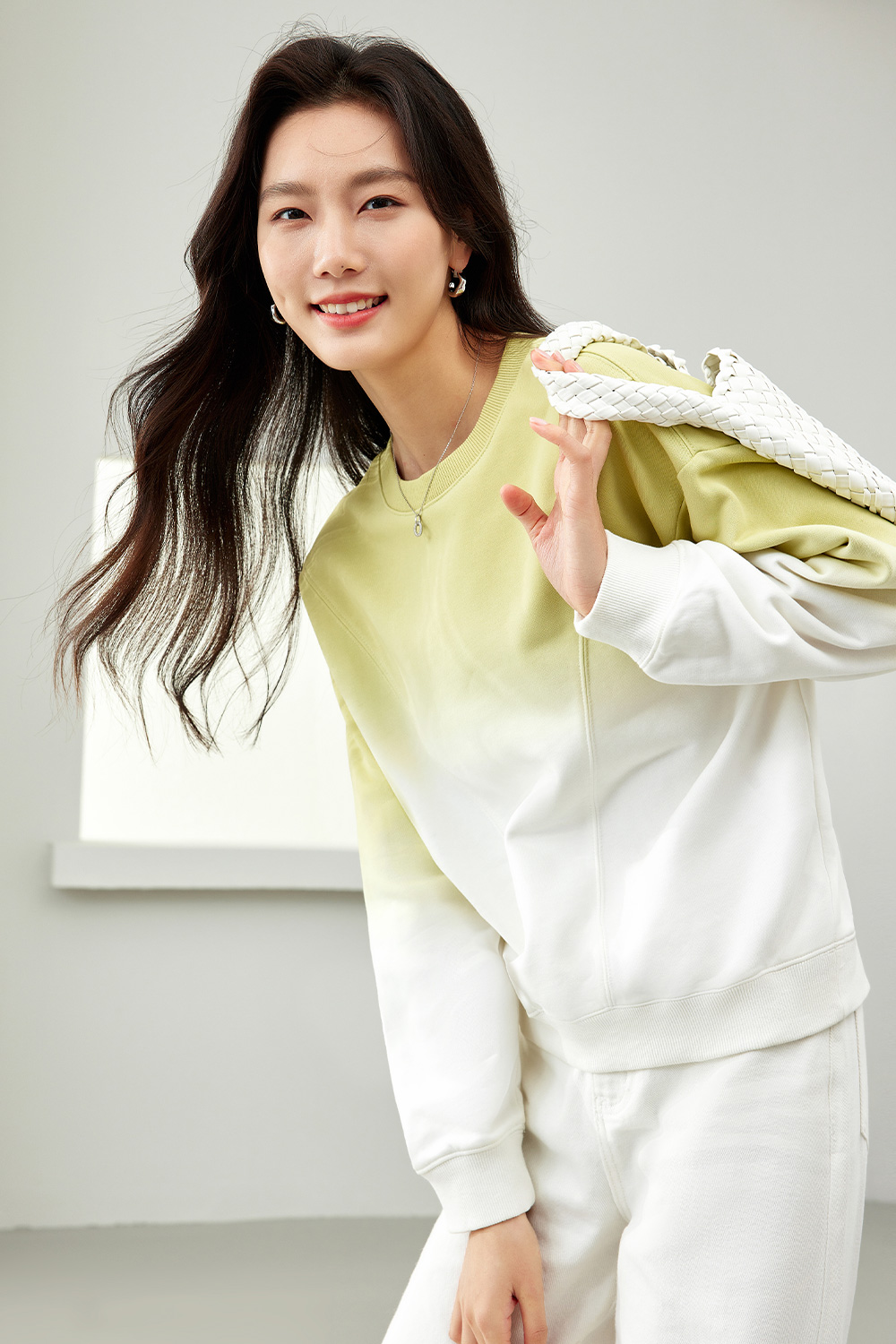 Gradient Round Neck Hoodie-VIMLYSTORE