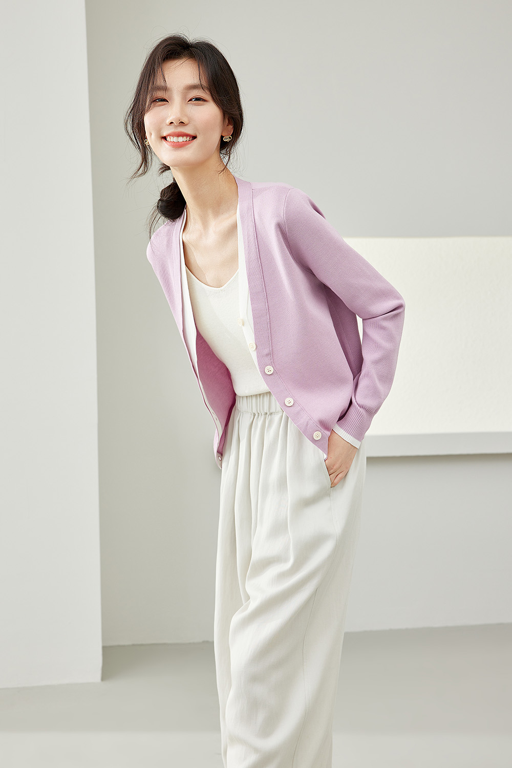 V-Neck Lazy Style Knitted Cardigan-VIMLYSTORE