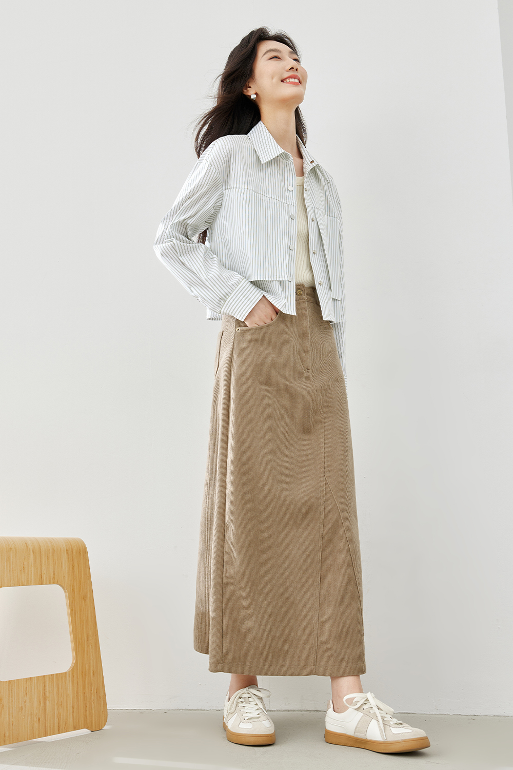High-End Mid-Waist A-Line Skirt