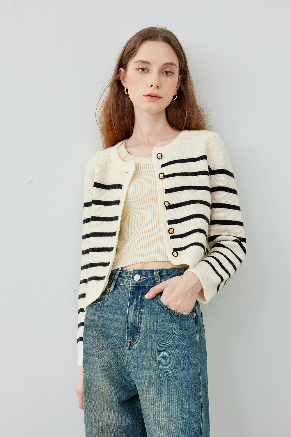 Rounded Hem Knitted Cardigan