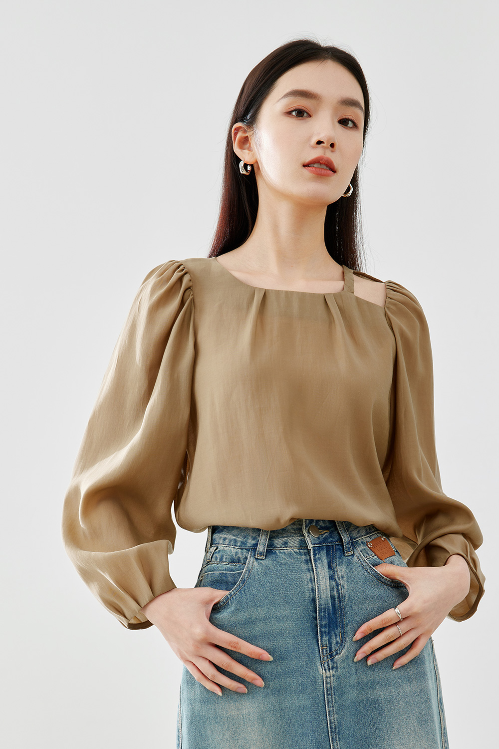 Left Shoulder Cutout Shirt