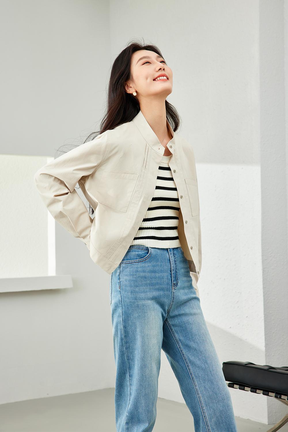 Pure Cotton Stand Collar Jacket