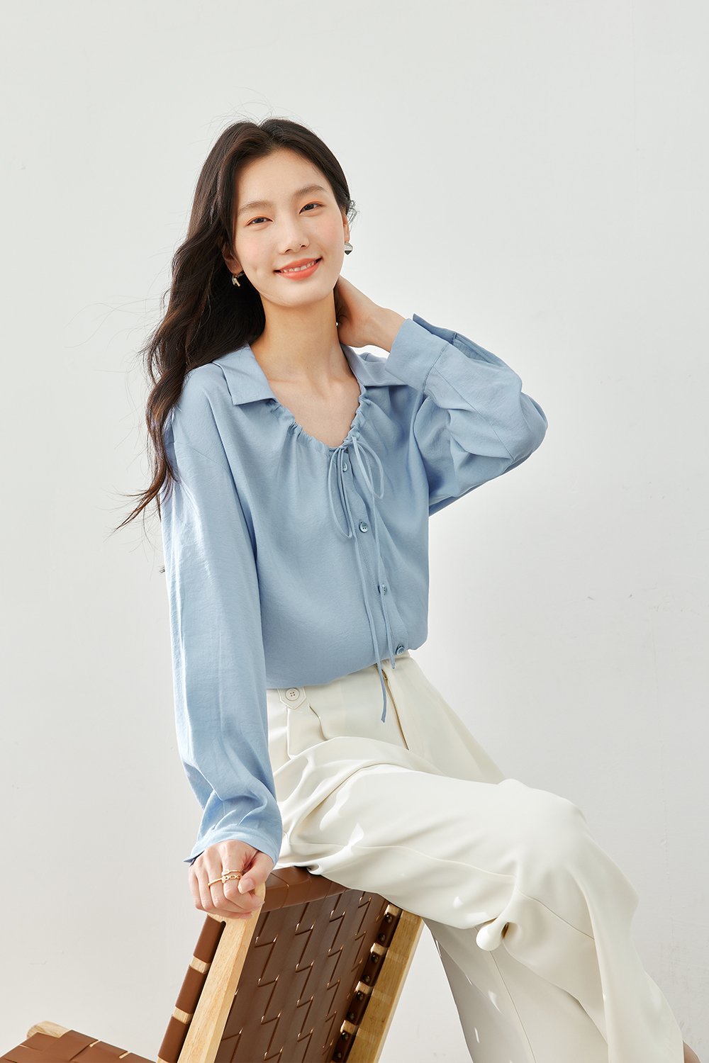Tie-Neck Chiffon Shirt