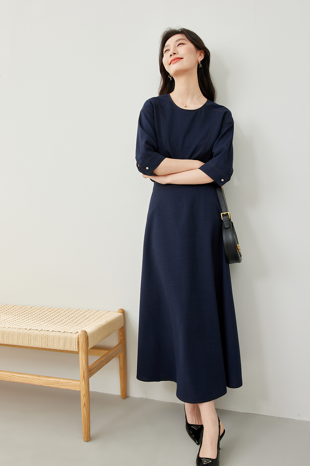 Simple solid color two-piece set
