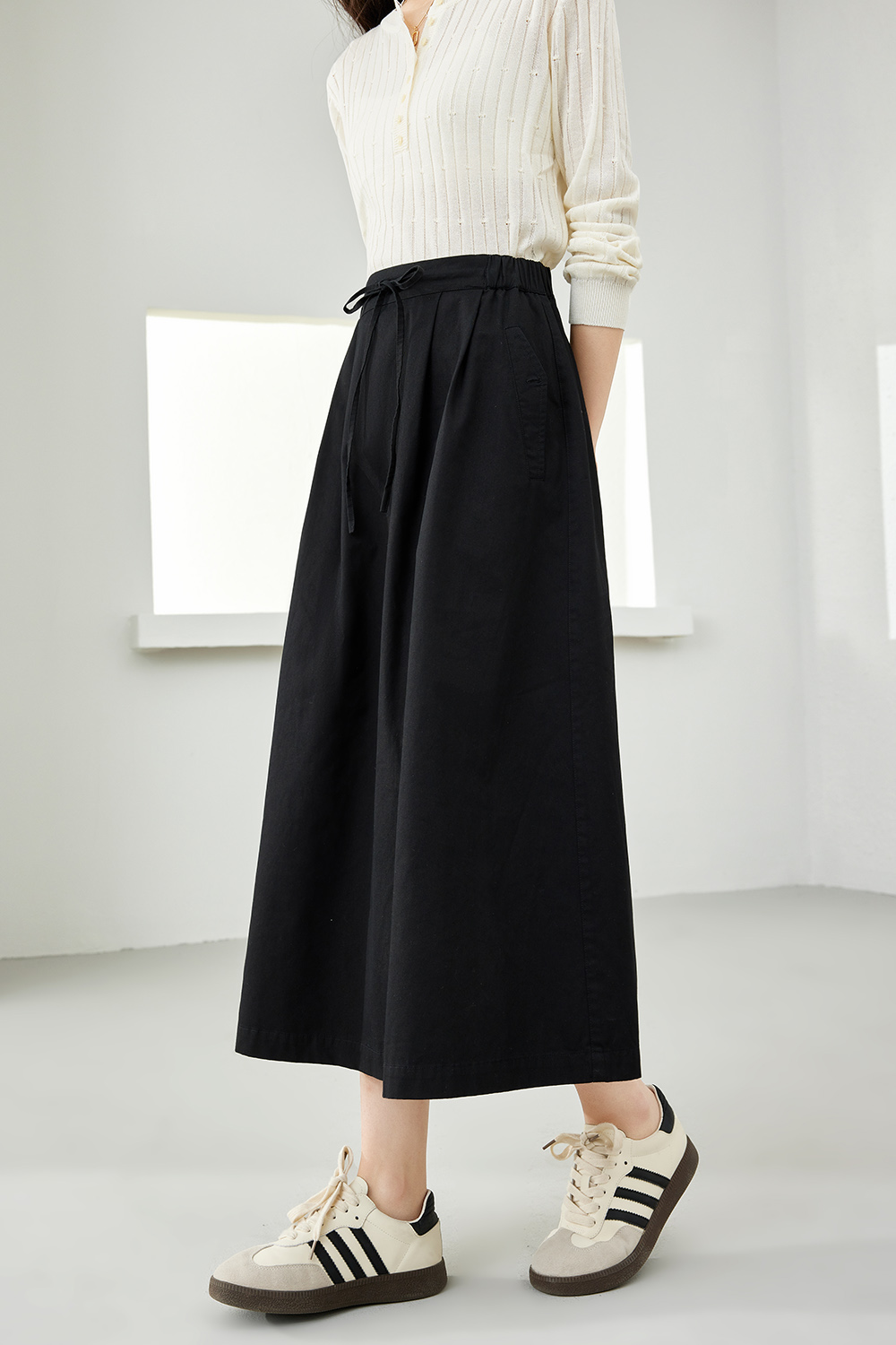 Casual pure cotton A-line skirt-VIMLYSTORE