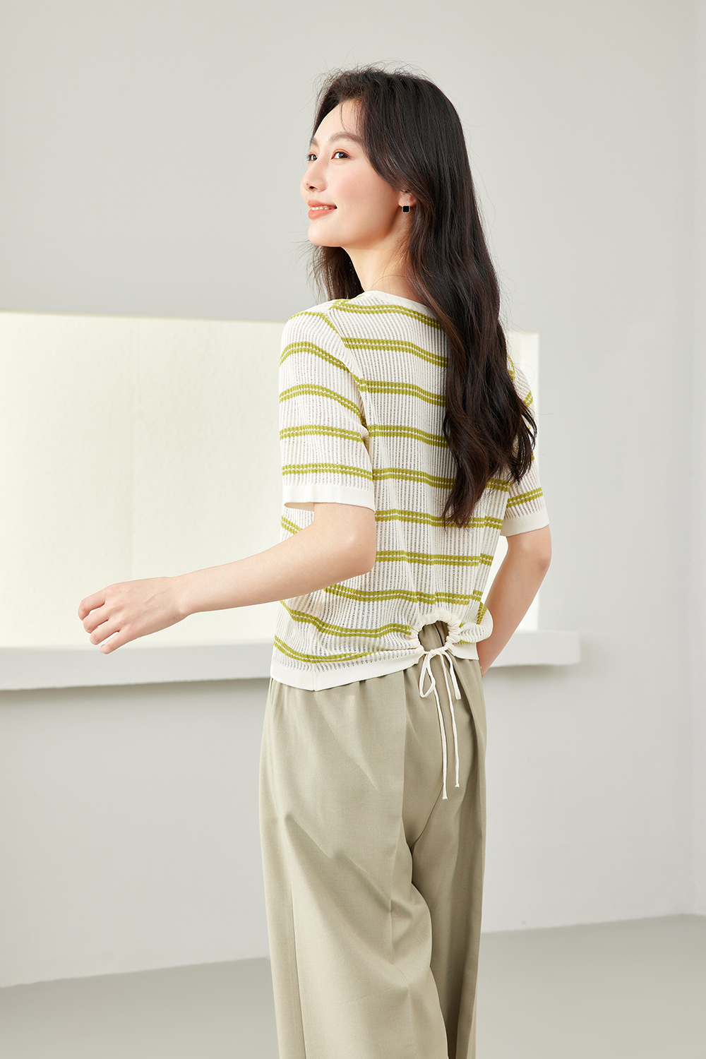 Drawstring Knitted Sweater-VIMLYSTORE