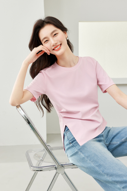 Waist Cinched Split Hem  T-Shirt