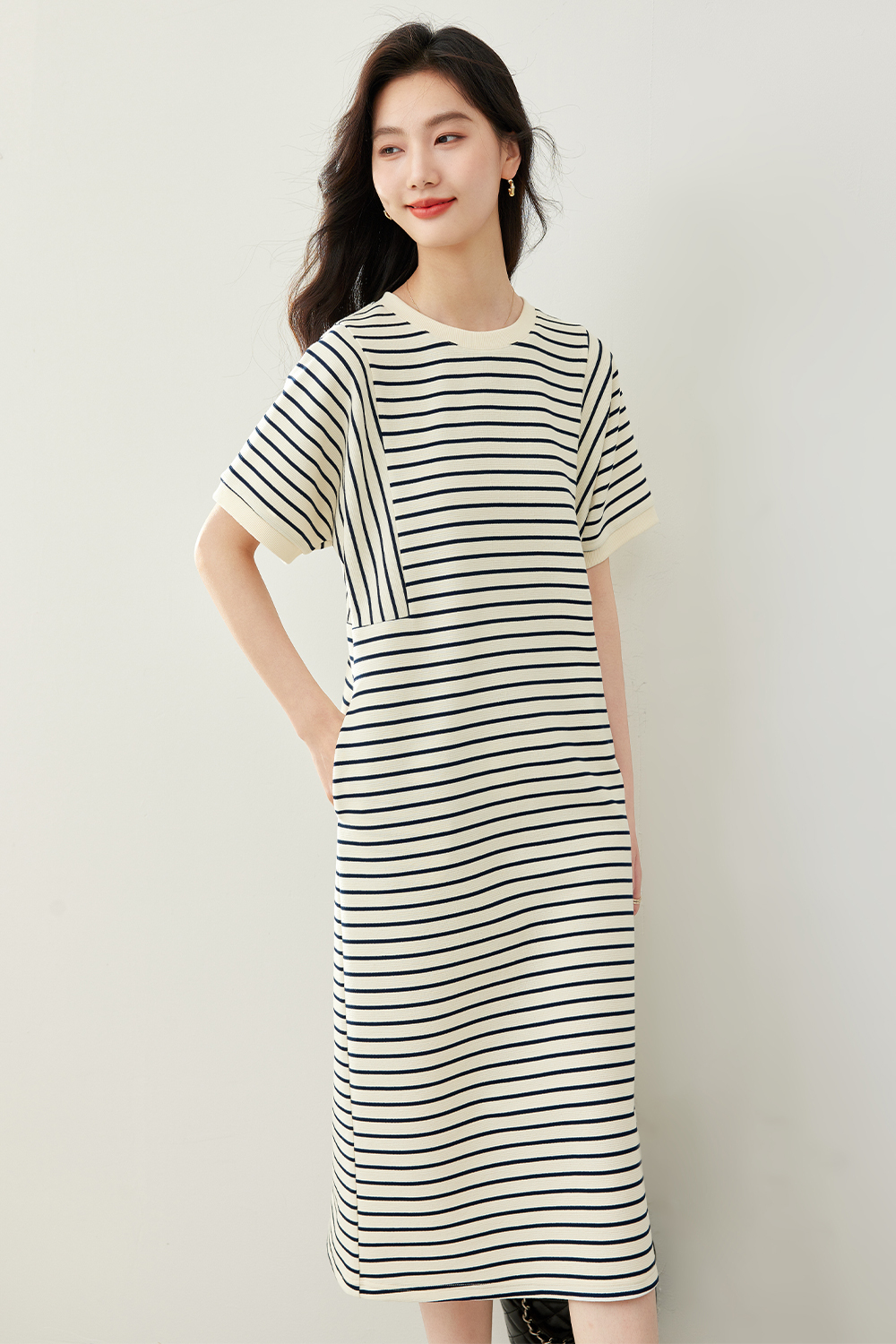 Commuter Striped Short Sleeve Dress