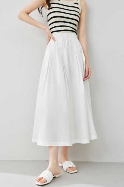 Literary Style Solid Color Umbrella Skirt