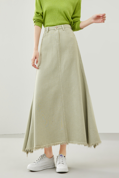 High Waist Fishtail Denim Skirt