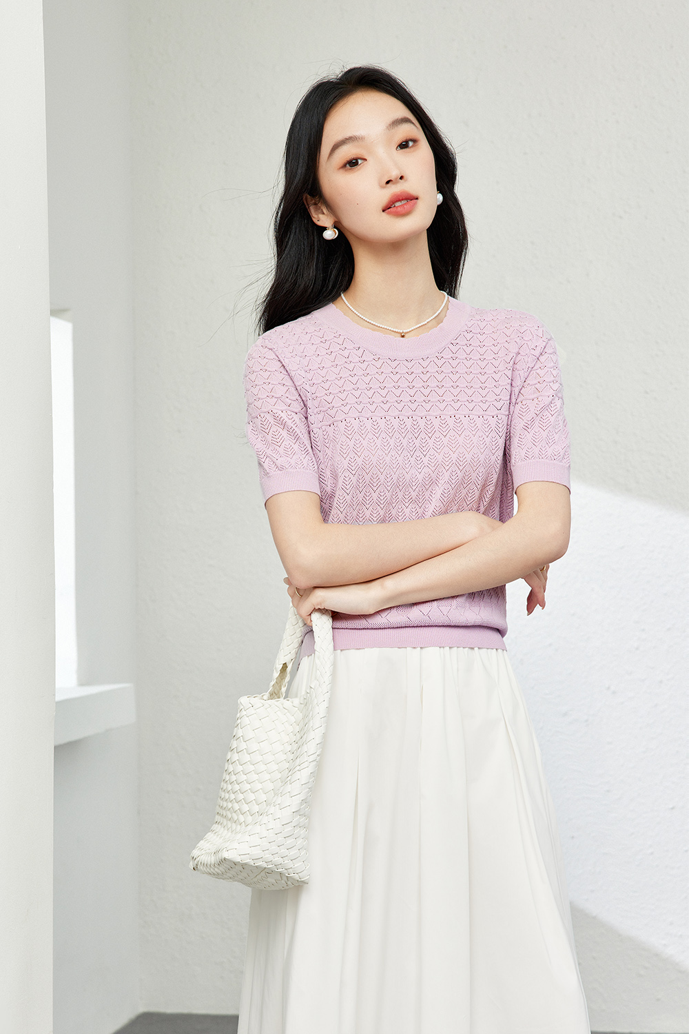 Fashionable Floral Knitted Sweater