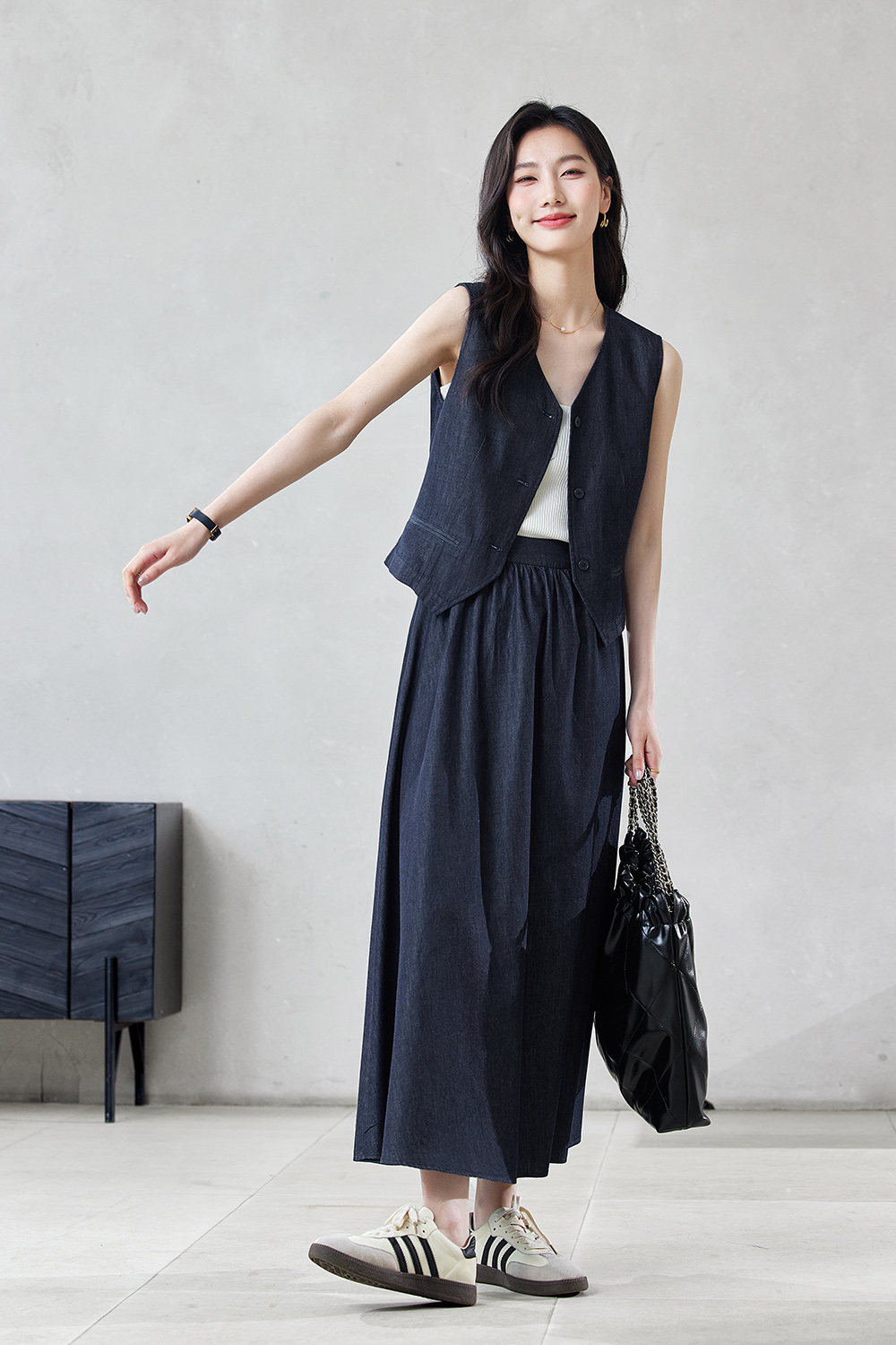 Lightweight Denim Two-Piece Set