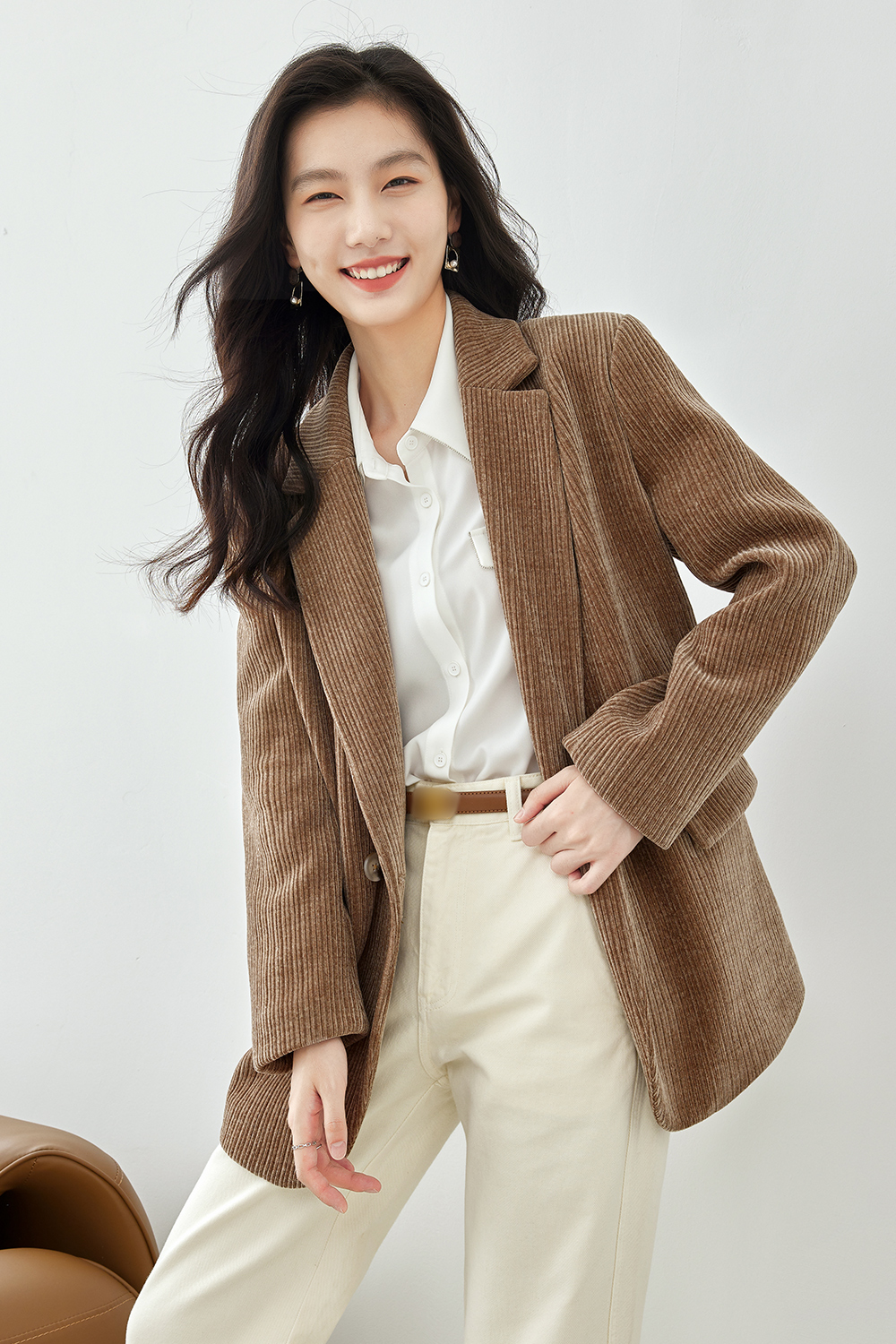 Loose-waisted thick coat