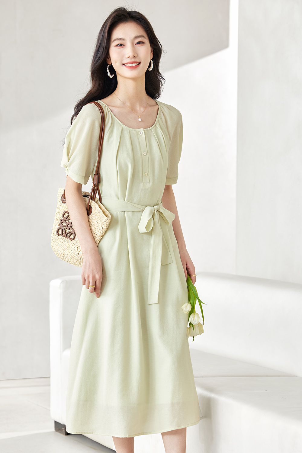 Gentle Light Draped Dress