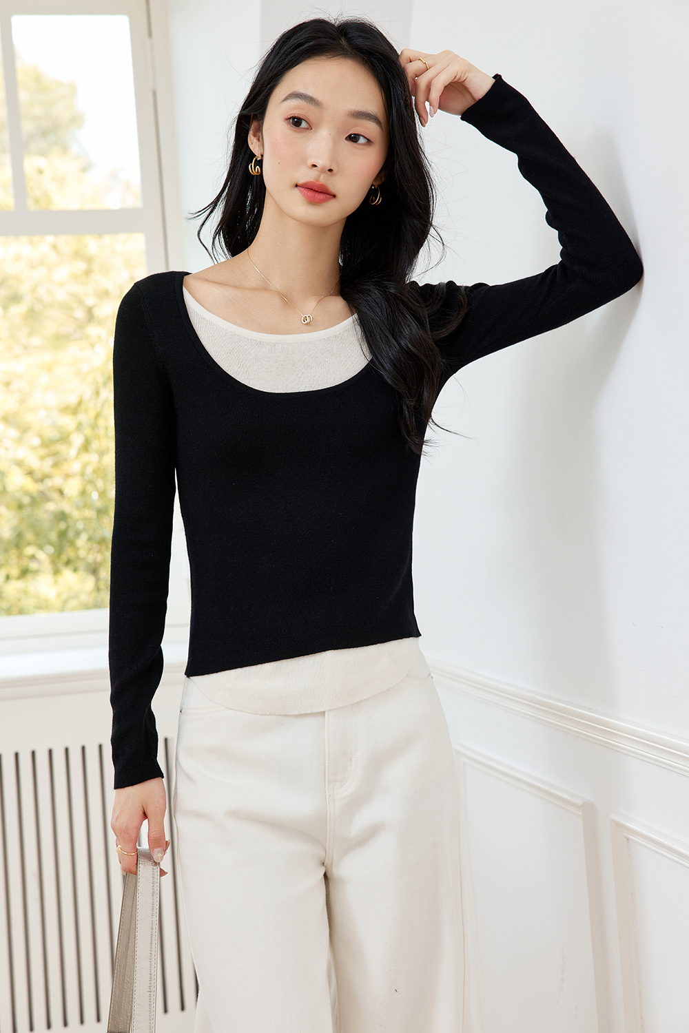 Fake Two-Piece Base Sweater