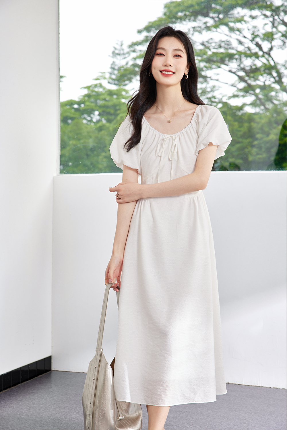 French Temperament Elegant Little White Dress