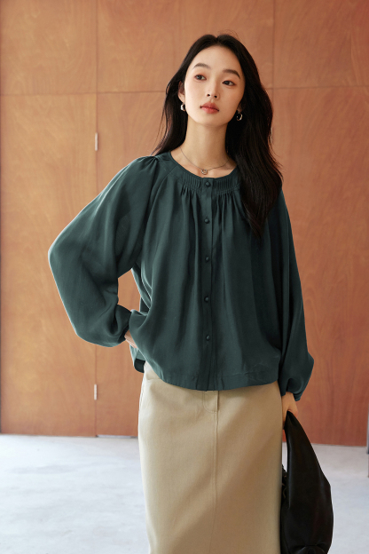 French Round Neck Lyocell Shirt