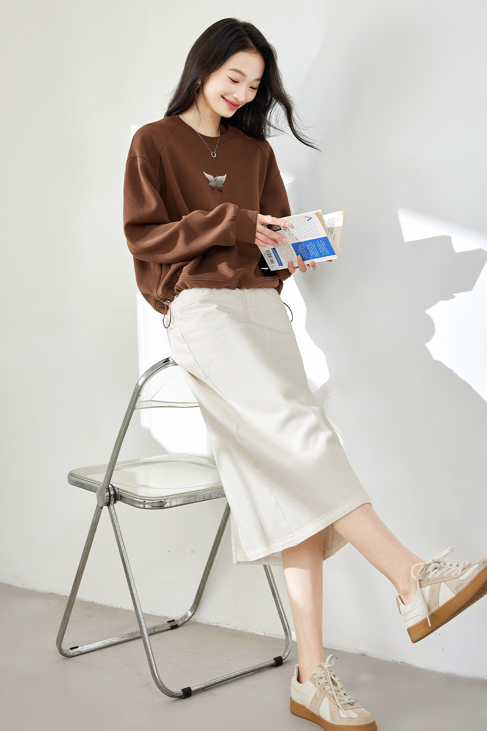 Gradient Three-Dimensional Butterfly Sweatshirt