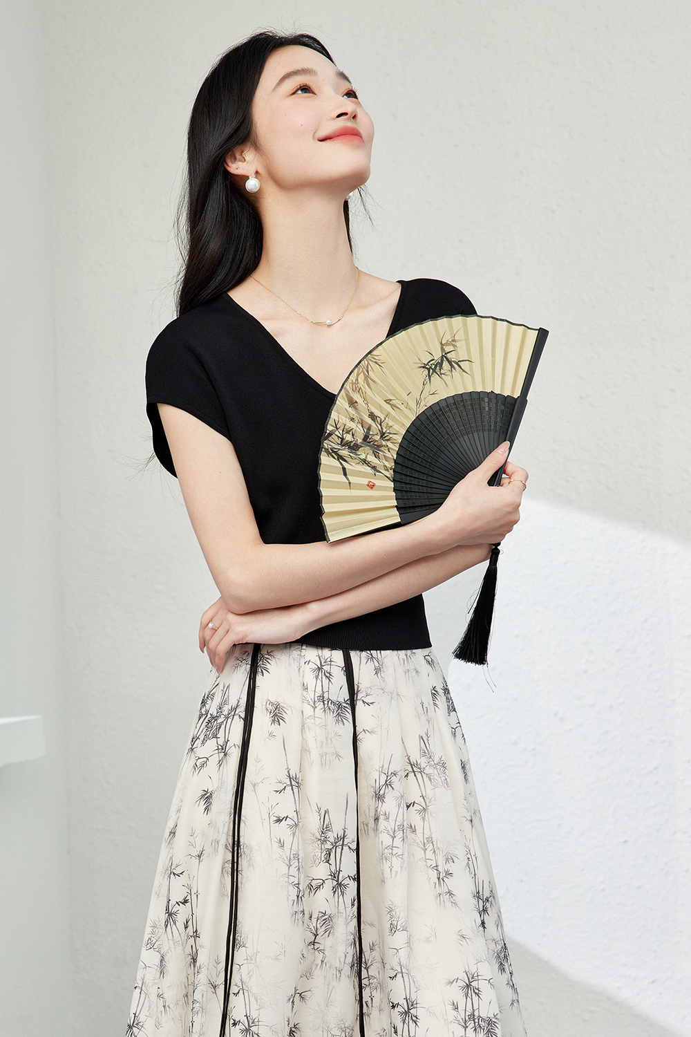 Waist-Cinched Hollowed-Out Knitted Sweater