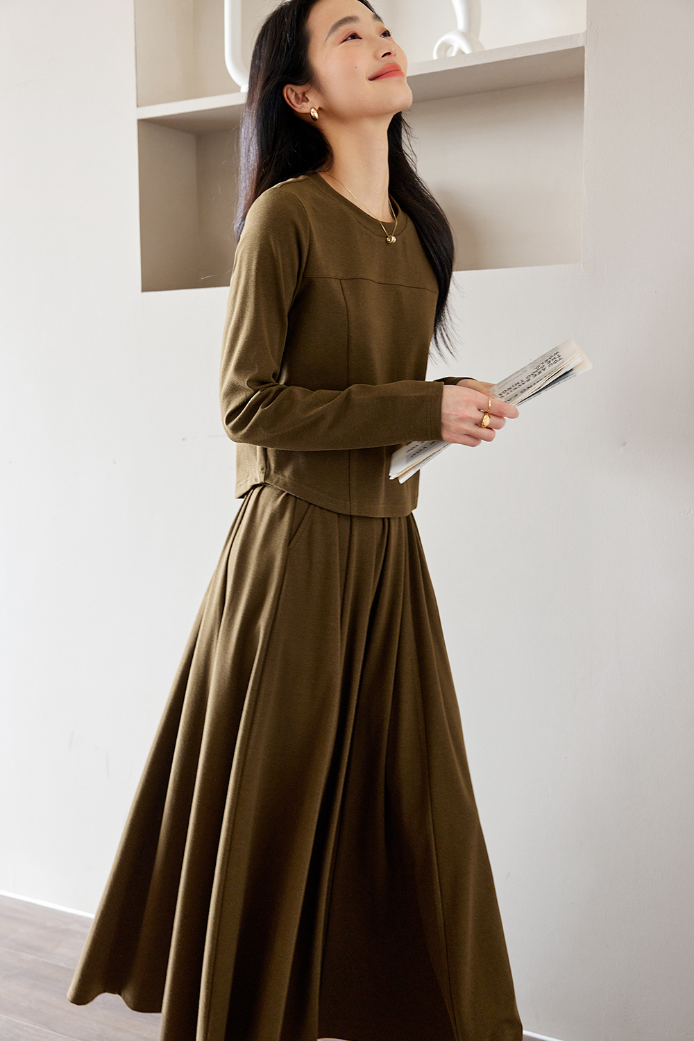 Solid Color Knitted Casual Suit-VIMLYSTORE