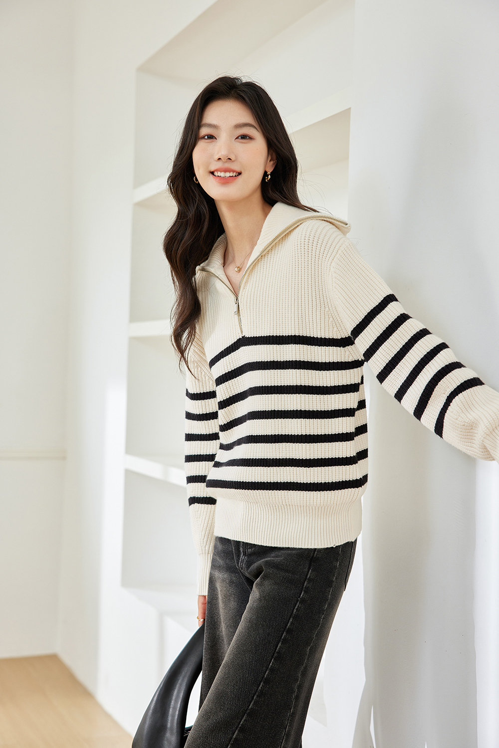 Lazy Style Striped Knitted Sweater