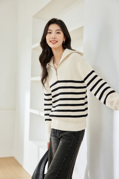 Lazy Style Striped Knitted Sweater