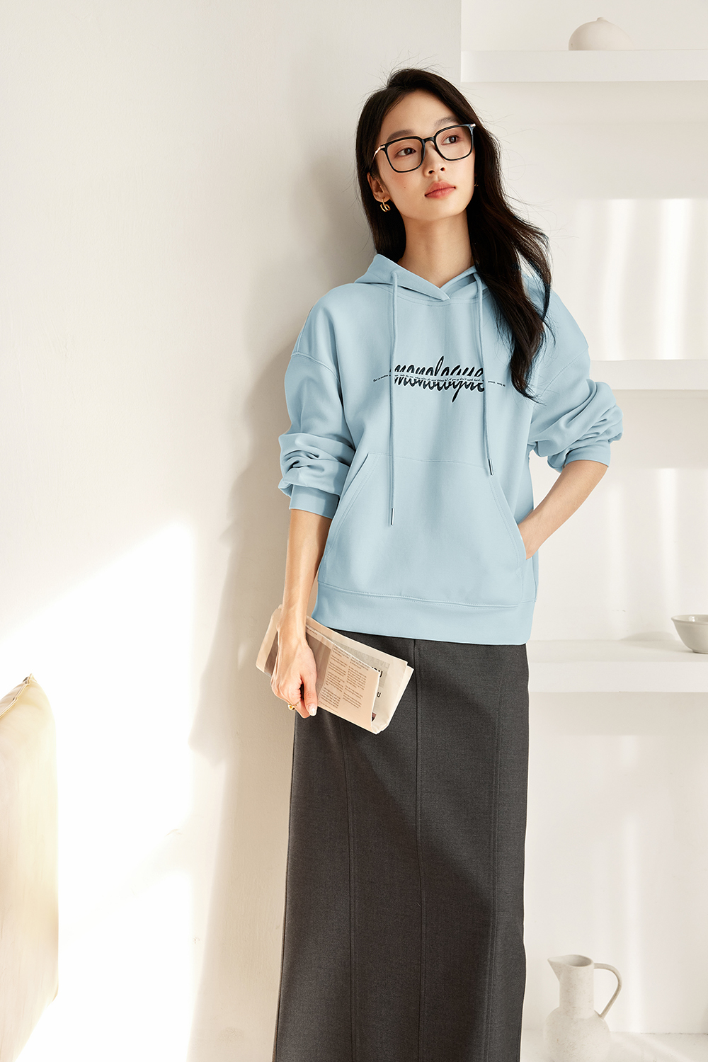 Letter American style hooded sweatshirt