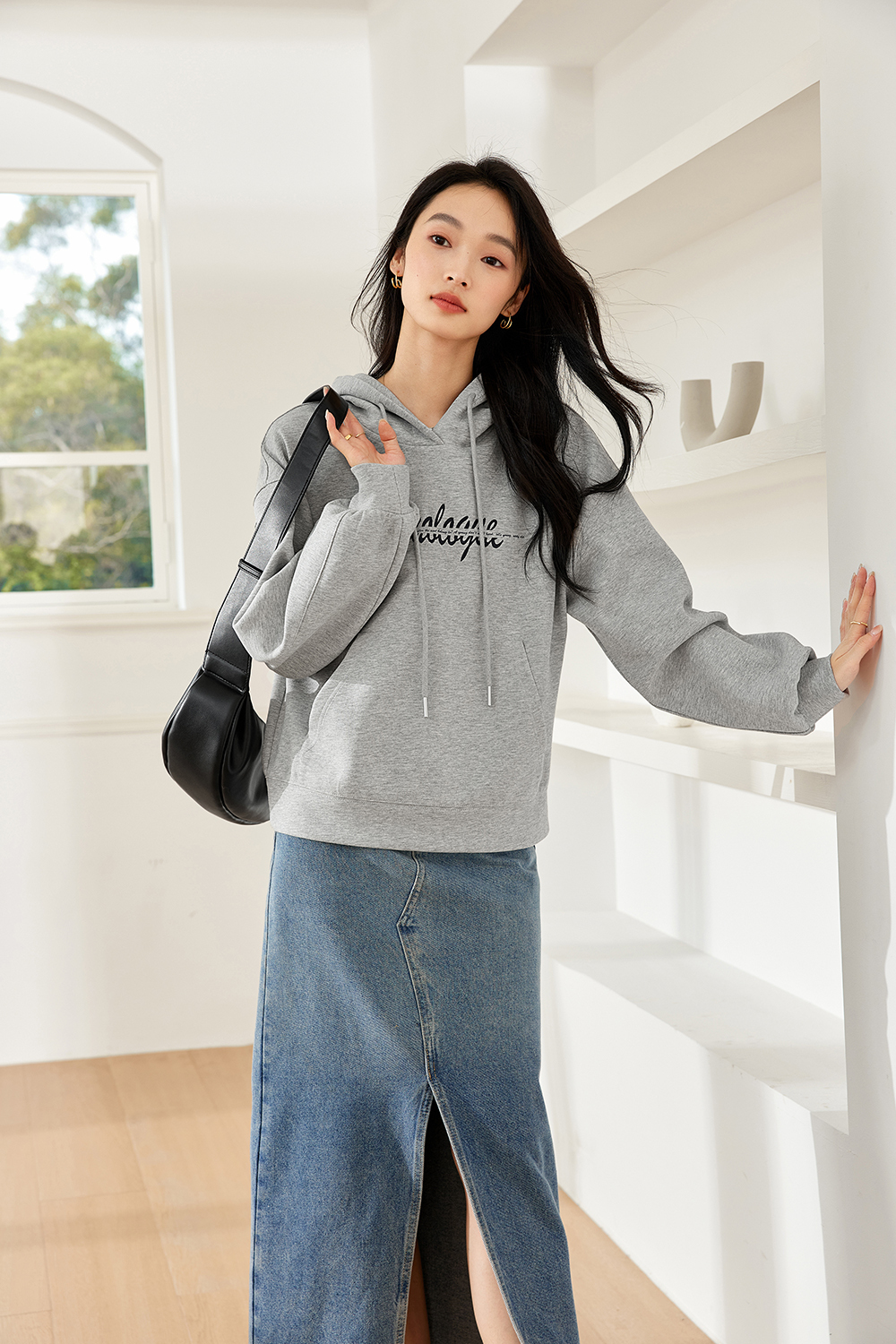 Letter American style hooded sweatshirt