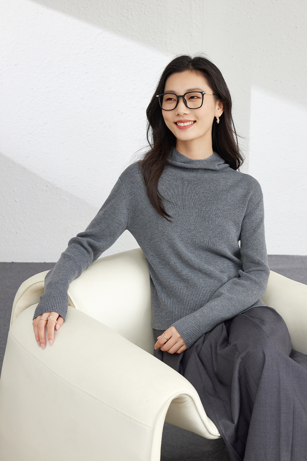 Wool Blend Hooded Knitted Sweater
