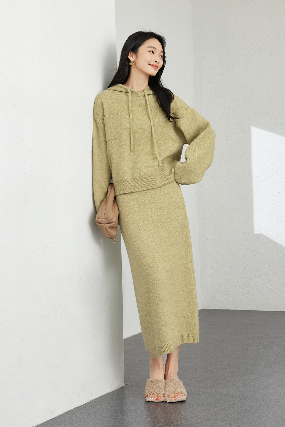 Green Casual Knitted Suit-VIMLYSTORE