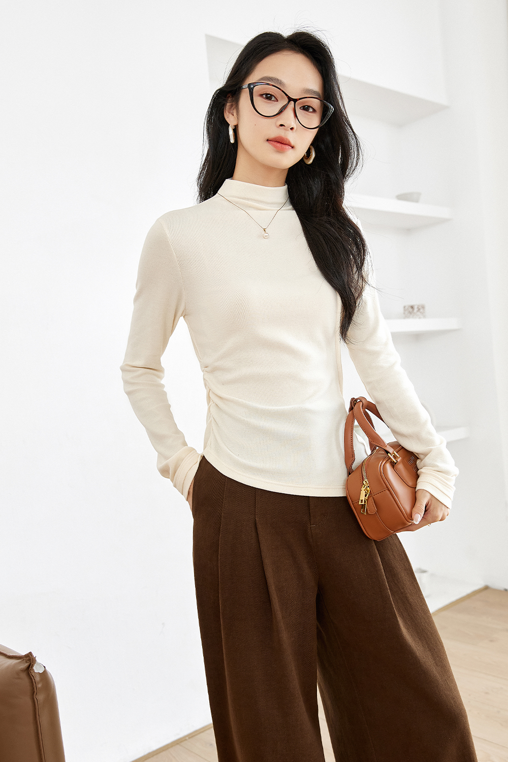 Irregular Hem Knitted Bottoming Shirt-VIMLYSTORE