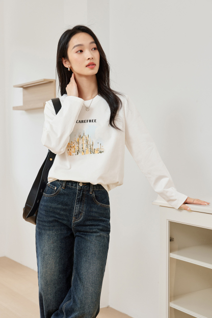 Scenery Print Cotton T-shirt