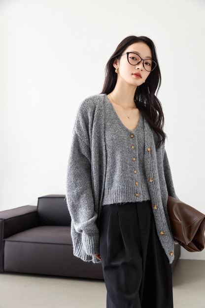Wool Blend Knitted Top Two-Piece Set