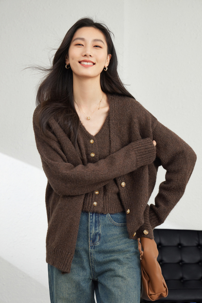 Wool Blend Knitted Top Two-Piece Set