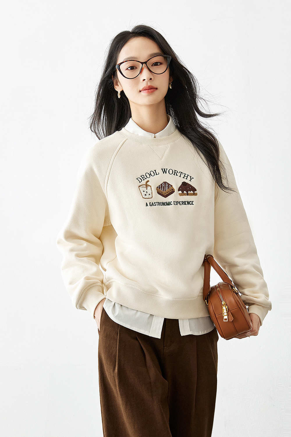Cartoon Food Embroidered Sweatshirt