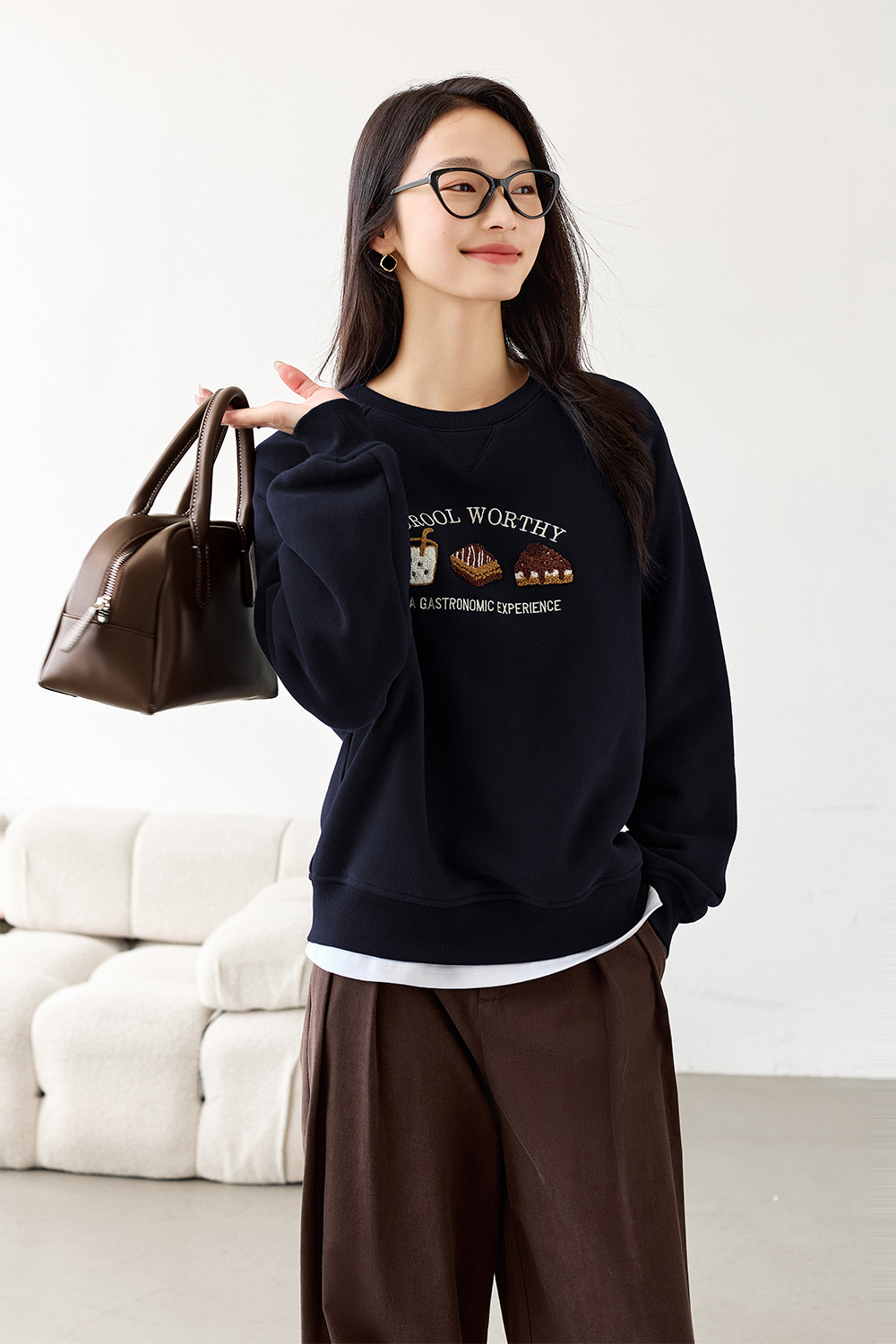 Cartoon Food Embroidered Sweatshirt