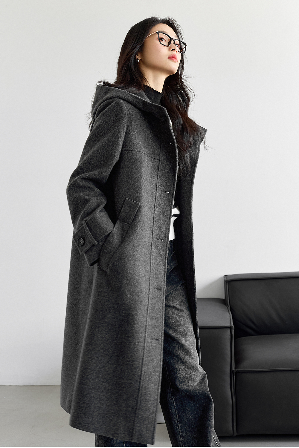 Solid Color Quilted Cotton-Padded Hooded Coat-VIMLYSTORE