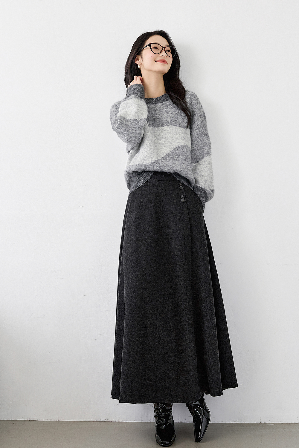 High-Waisted Irregular Midi Skirt-VIMLYSTORE