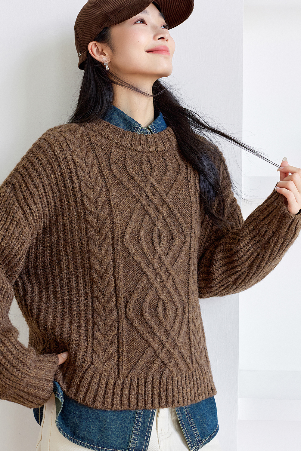 Lazy Style Cable Knitted Sweater