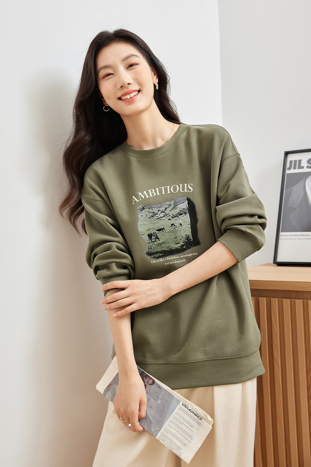 Cottonblend Printed Sweatshirt-VIMLYSTORE