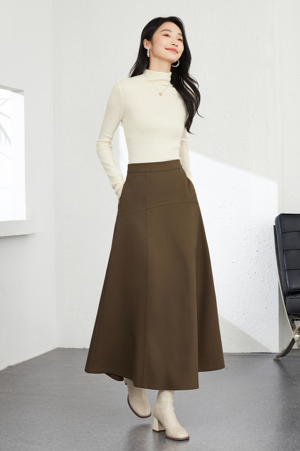 Modern Wool Blend Skirt-VIMLYSTORE