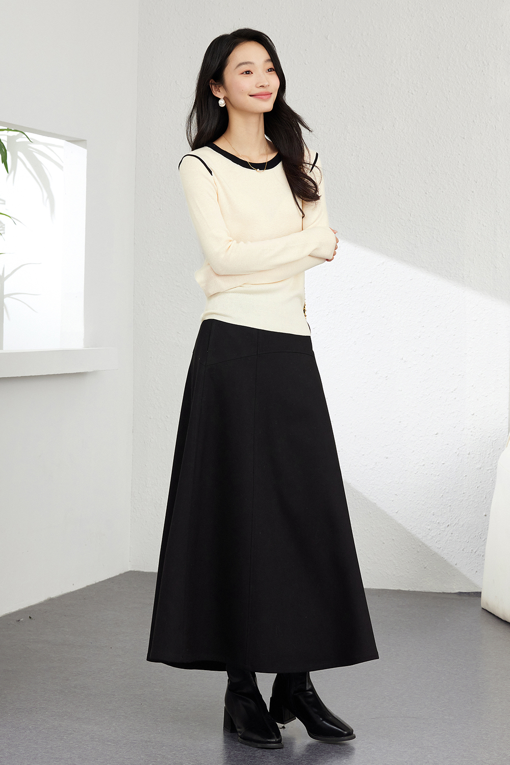 Modern Wool Blend Skirt-VIMLYSTORE