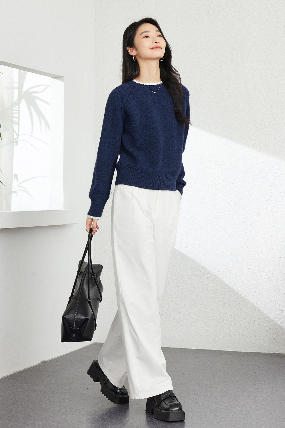 Warm Soft Grey Crewneck Sweater-VIMLYSTORE