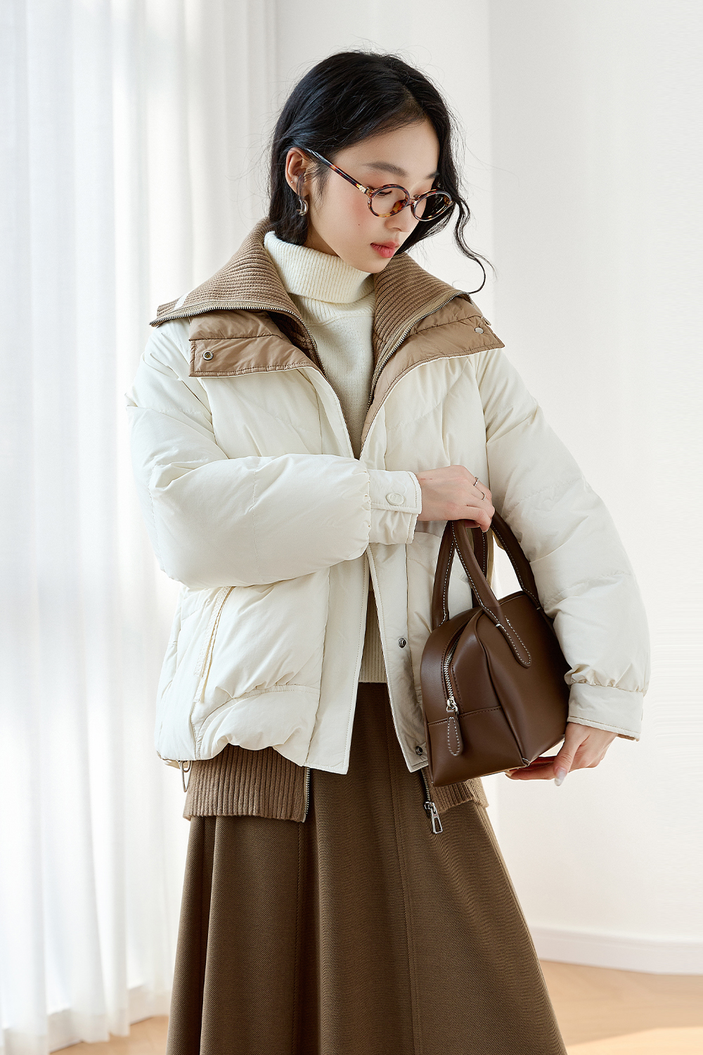 Fashionable White Duck Down Warm Down Jacket-VIMLYSTORE