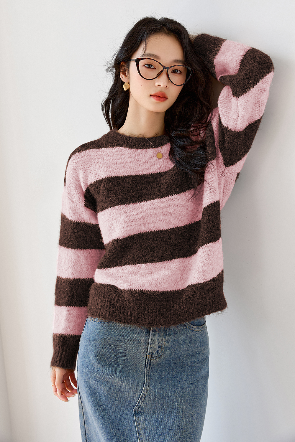 Contrast Striped Sweater-VIMLYSTORE