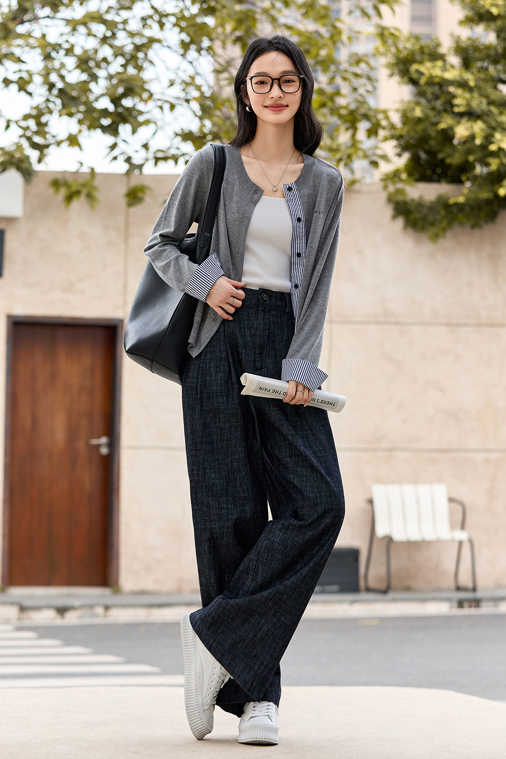 Striped Patchwork Design Knitted Cardigan-VIMLYSTORE